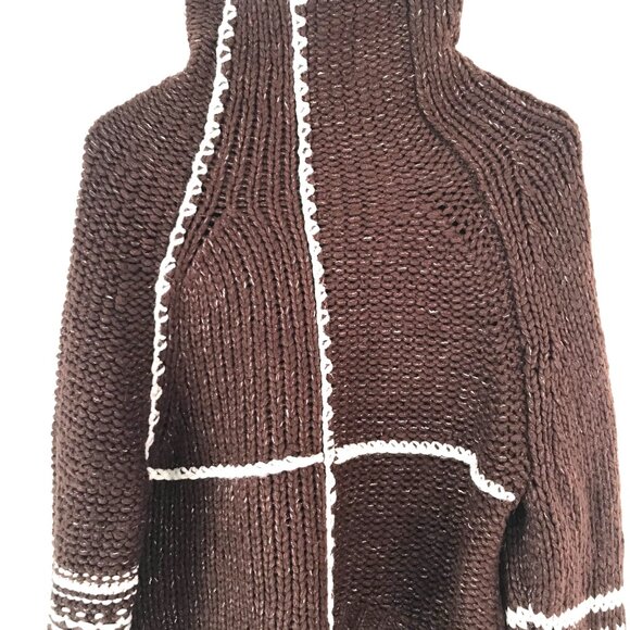 BDG Urban Outfitters cable knit brown sweater oversize cropped women's XS chunky - Picture 3 of 11